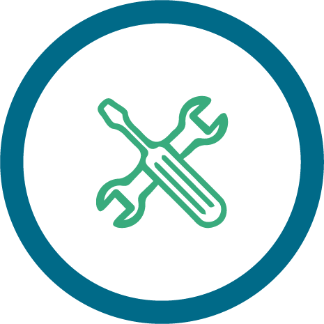 Icono de llave inglesa fija y destonillador formando una x