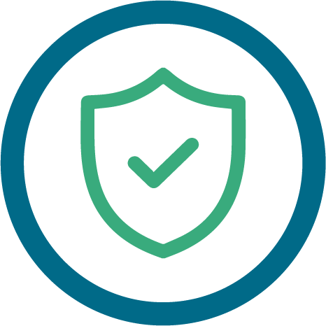 Icono de escudo con palomita de check en el medio