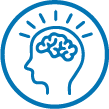 Icono de silueta de cabeza con un cerebro dentro
