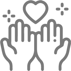 Icono inactivo de manos y corazón