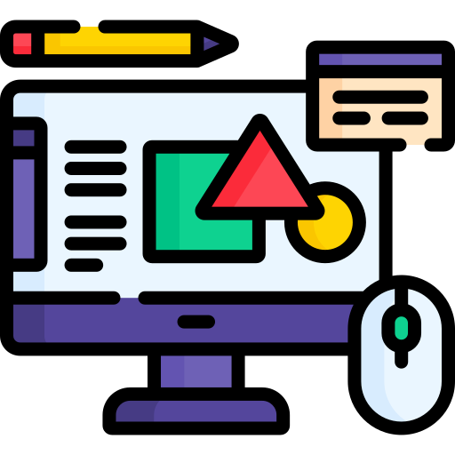 Icono de mujer frente a una laptop