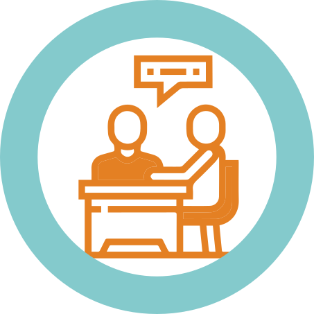 Icono de asesor dialogando con un estudiante