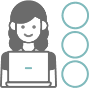 Icono de mujer con laptop