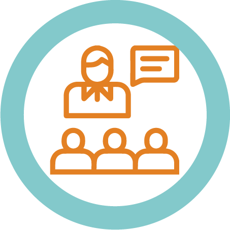 Icono de maestro hablando a alumnos